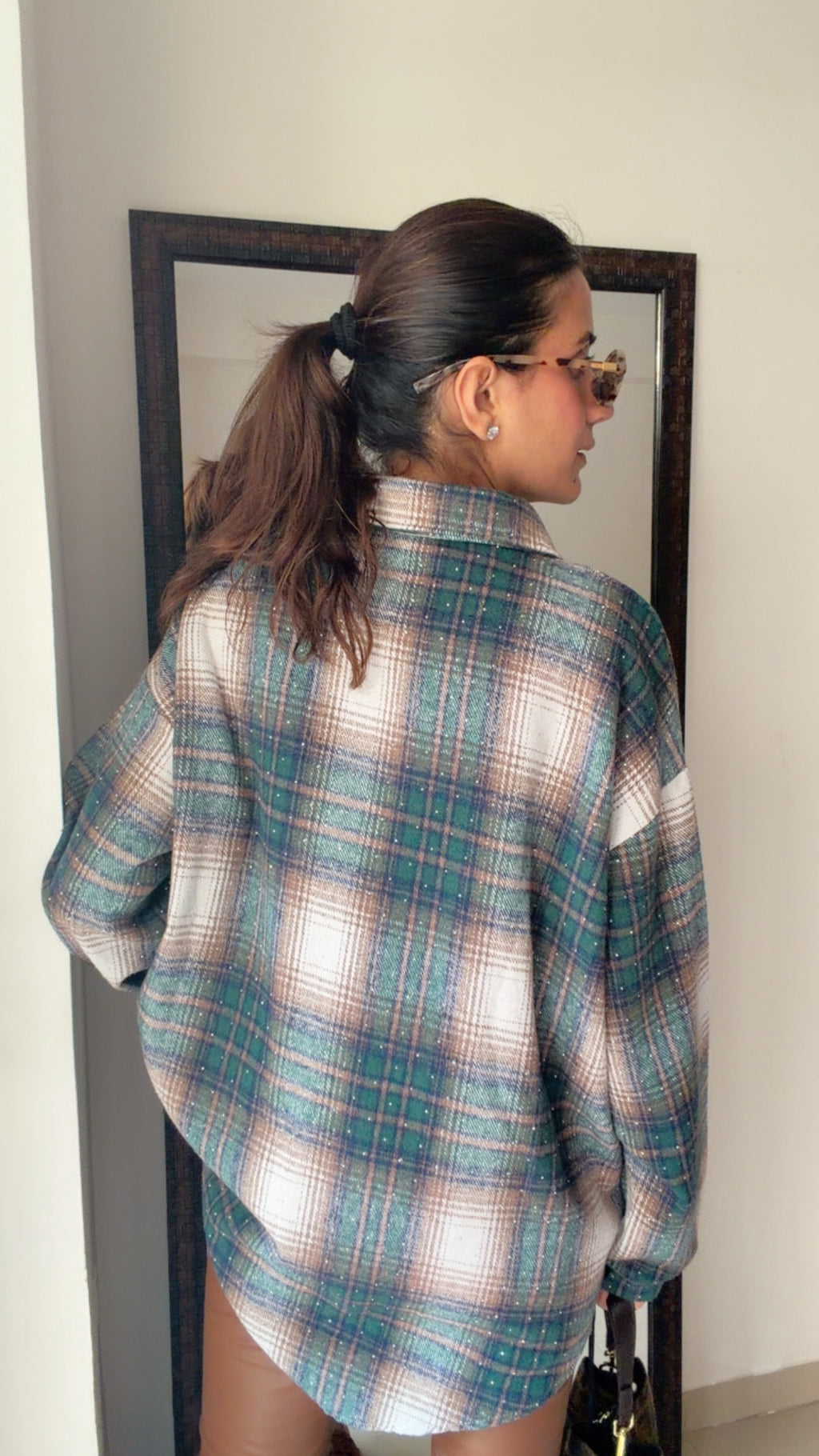 Swarosvski Embedded Plaid Fall Shirt