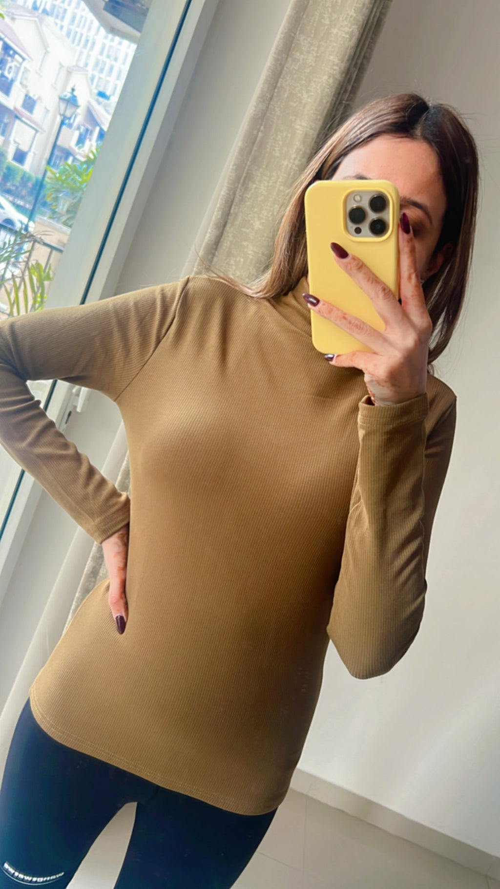Ribbed Polo Neck Fleece Inner Fall Jumper