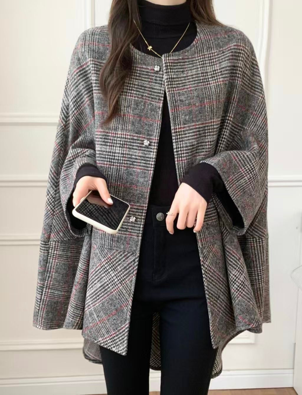 Plaid Cape Inspo Fall Jacket