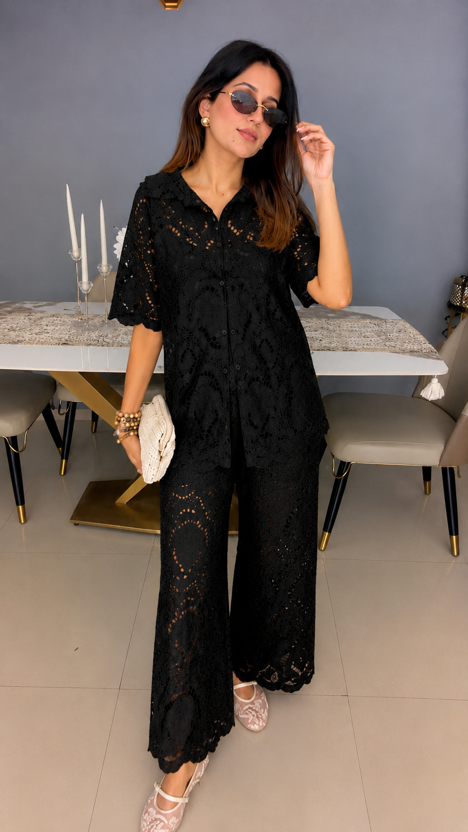 Trendy Floral Crochet Co-ord Outfit
