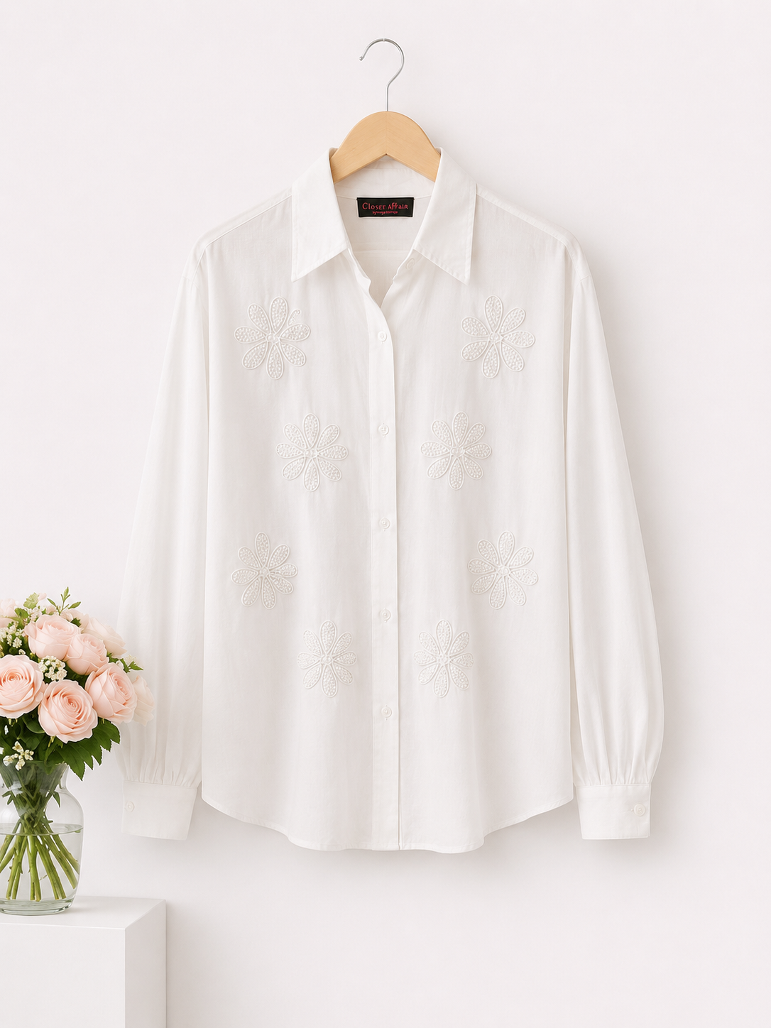 Linen Floral Embroidered Shirt