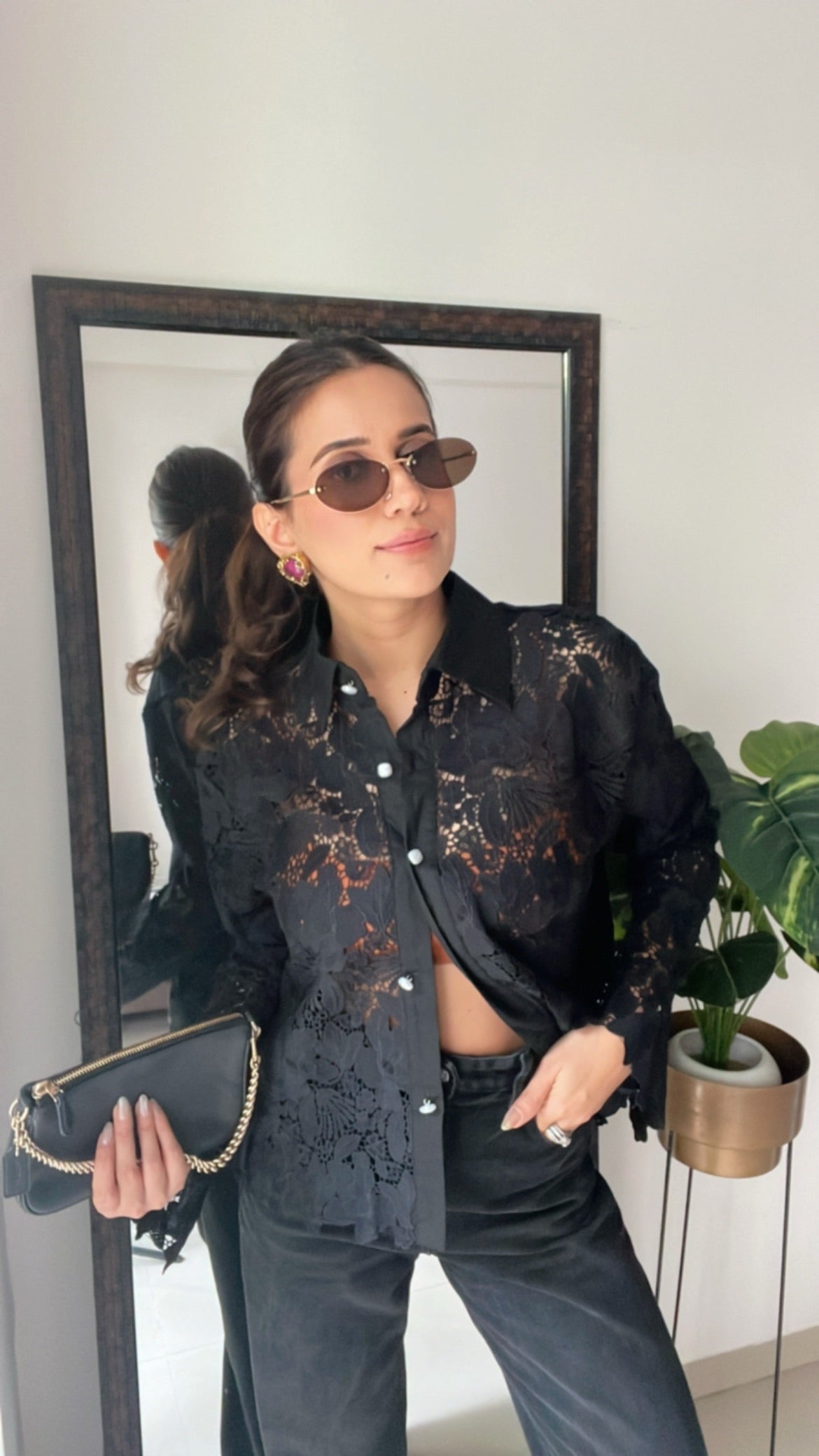 Lace Pearl Buttoned Shirt