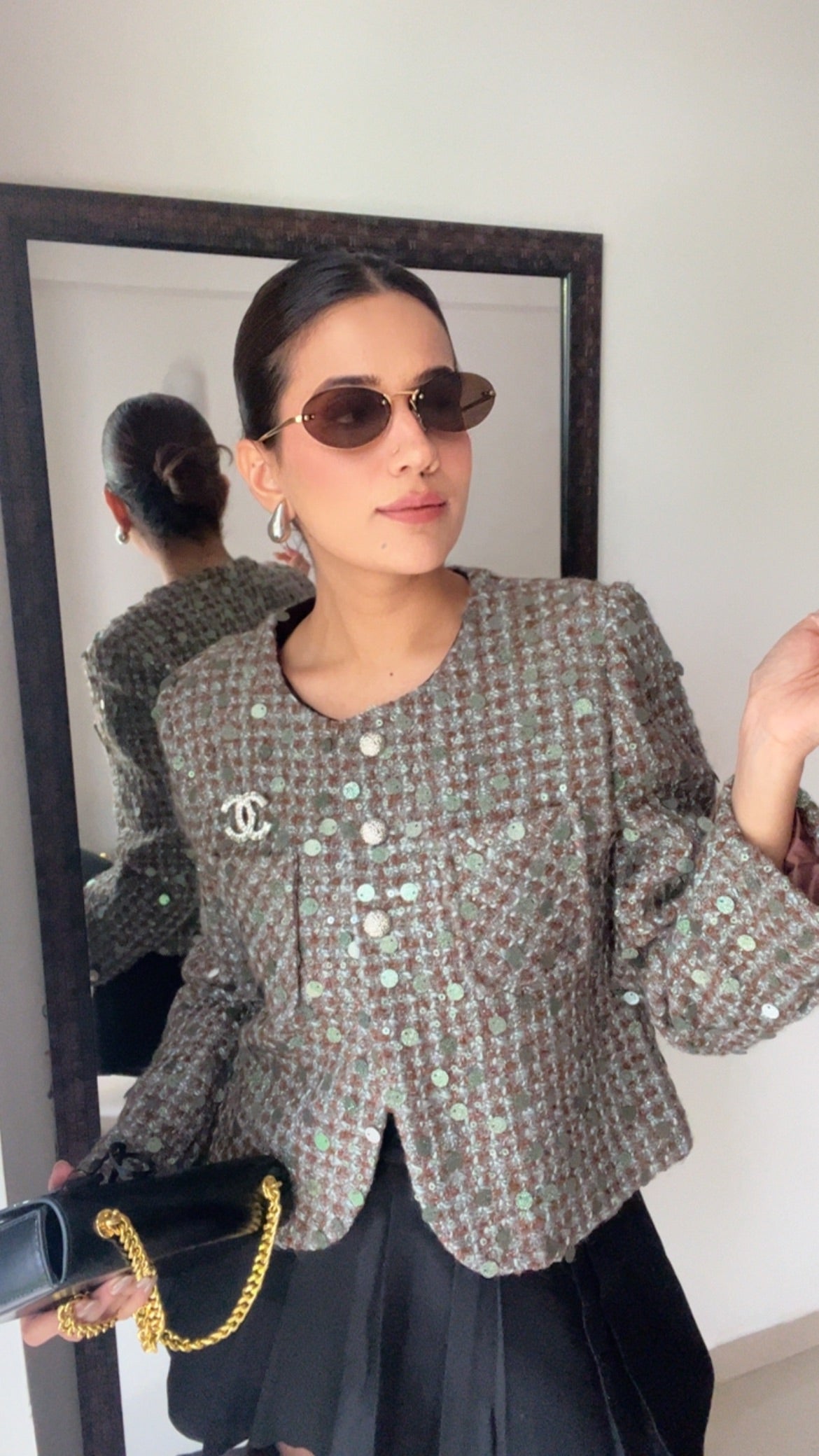 Sequin Embedded Tweed Fall Jacket