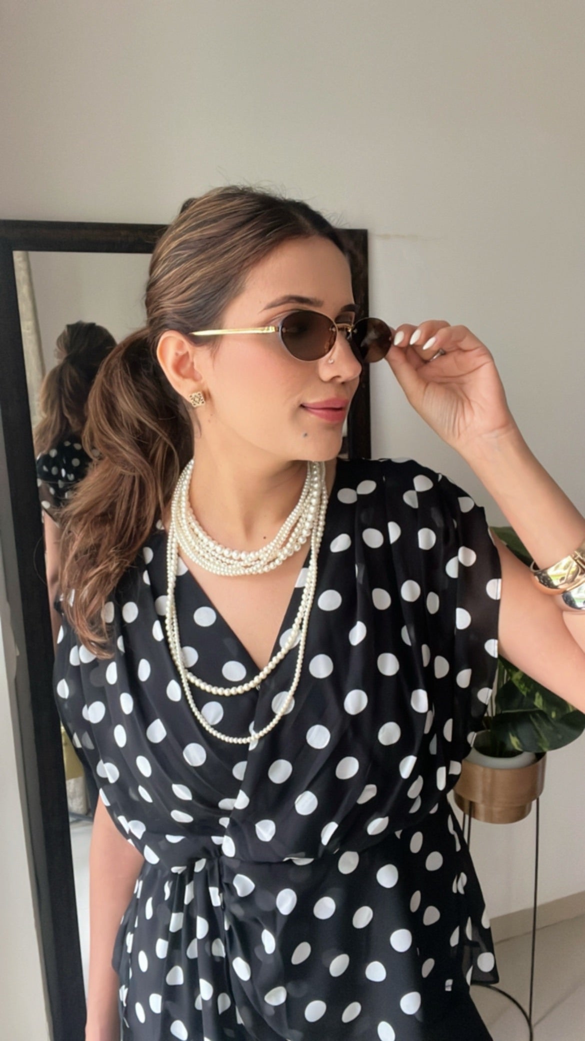 Polka Dot Drape Top
