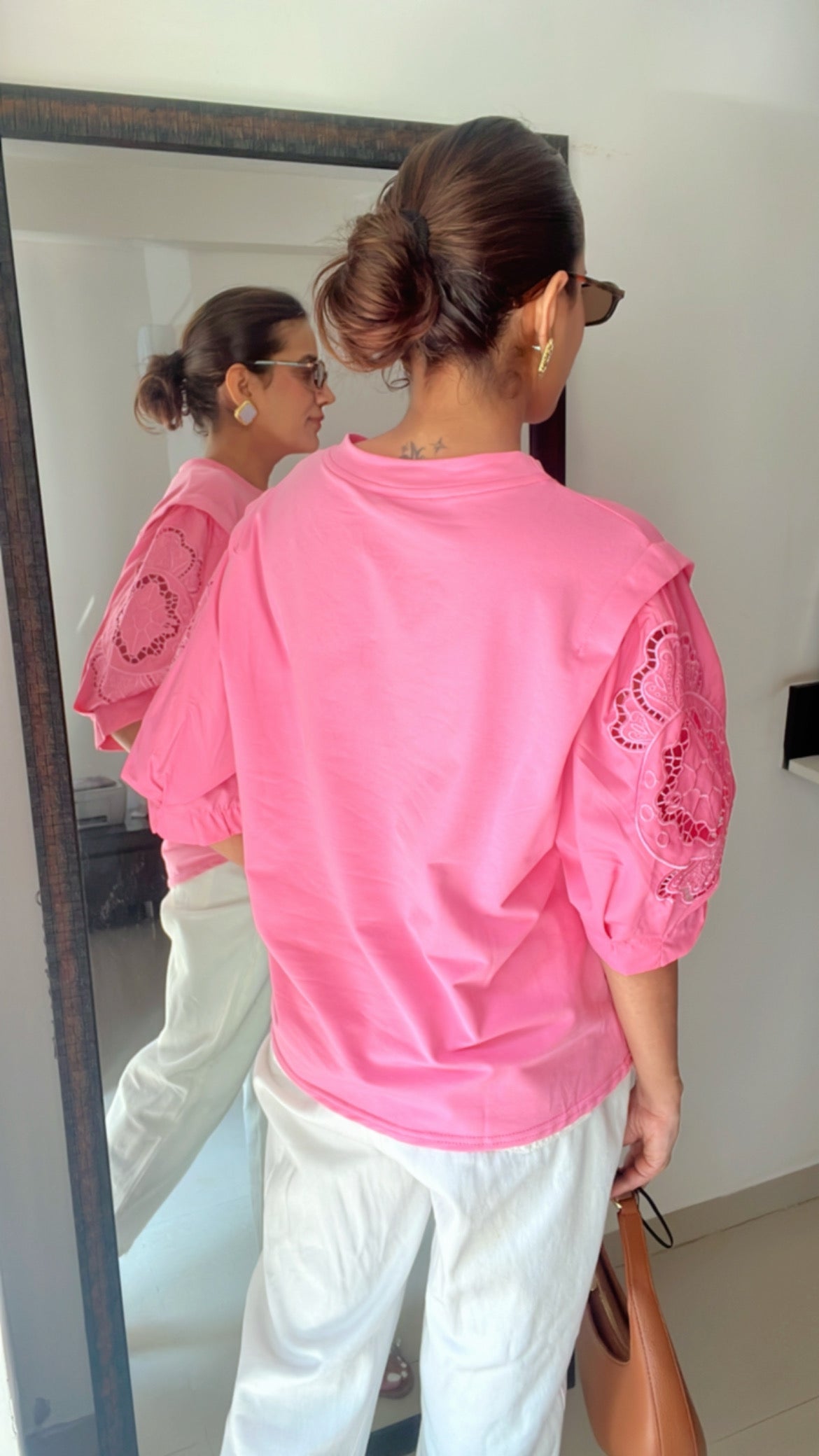 Cutwork Sleeves Poplin Tee