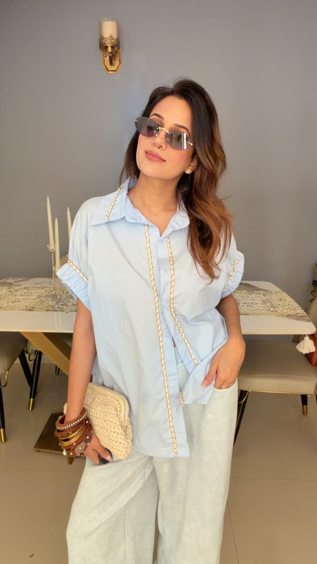 Braided Poplin Shirt
