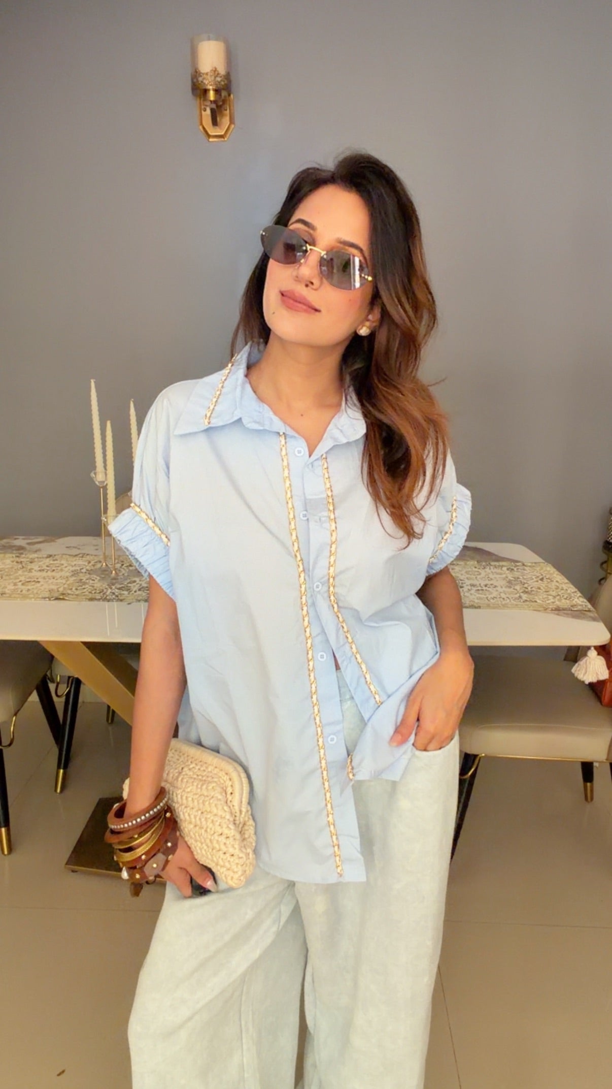 Braided Poplin Shirt