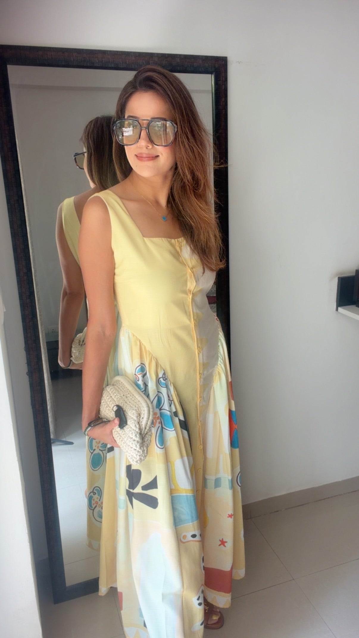 Buttoned Side Pleated Dress