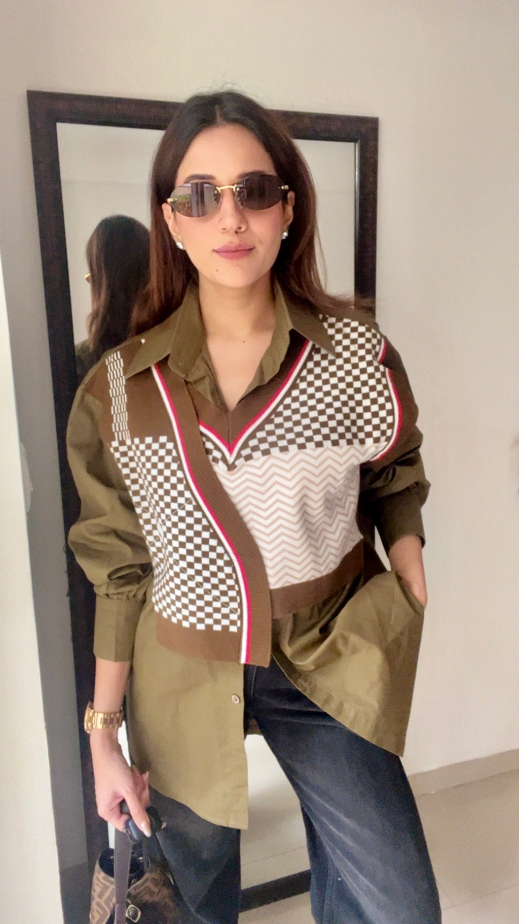 Knit Vest Poplin Fall Shirt