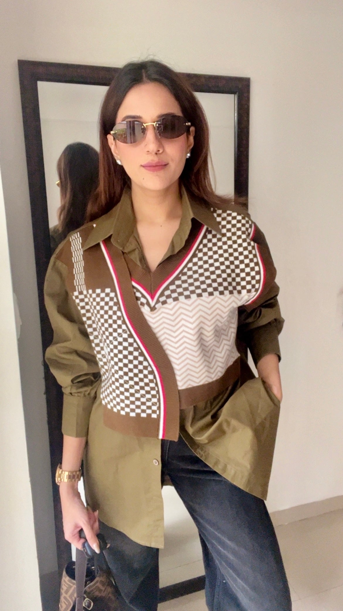 Knit Vest Poplin Fall Shirt