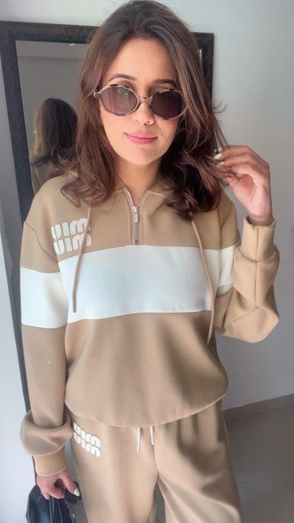 Color Contrast Hoodie Lounge Set