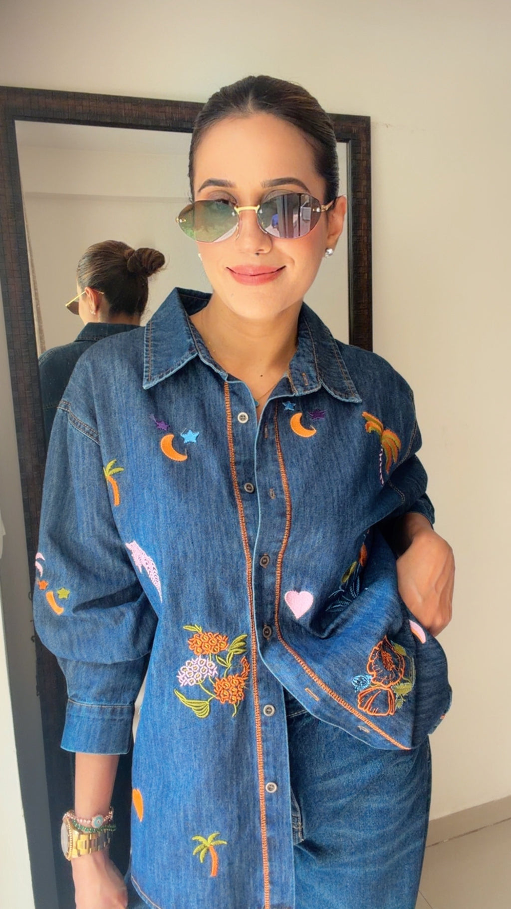 Starlit Embroidered Denim Shirt