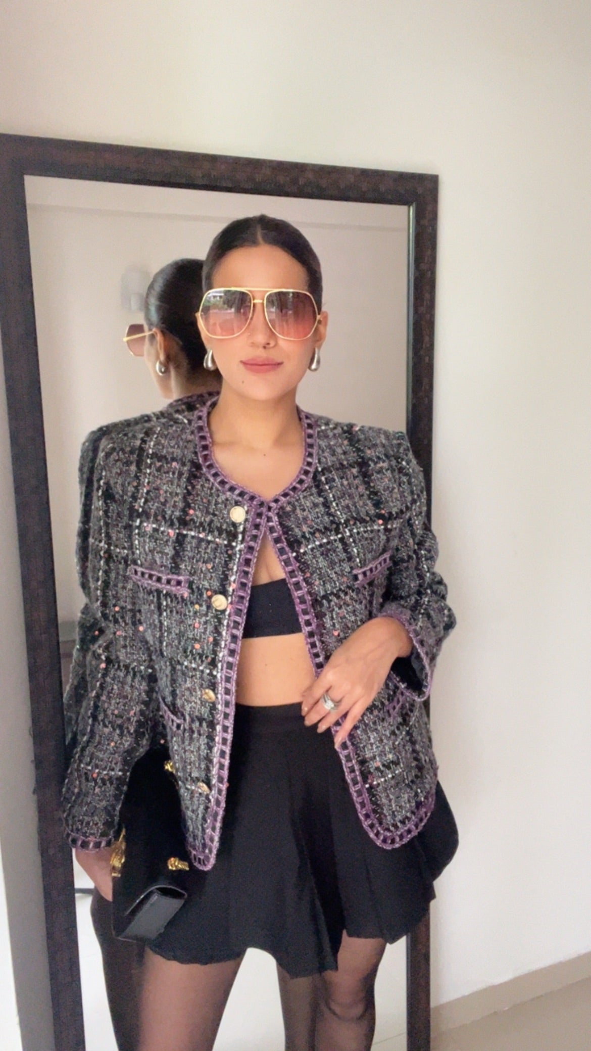 Textured Sequin Tweed Fall Jacket