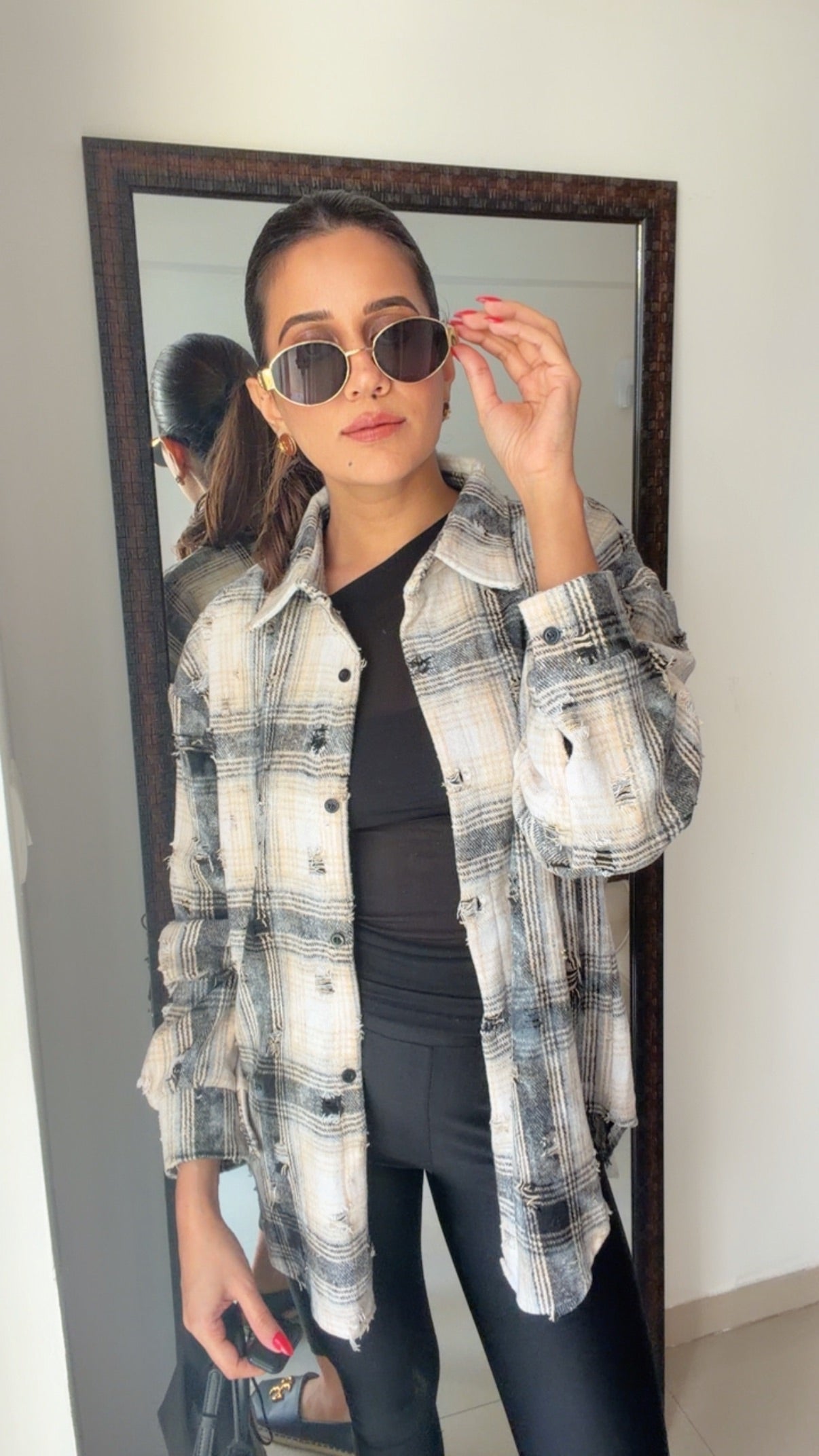 Ribbed Plaid Fall Shirt