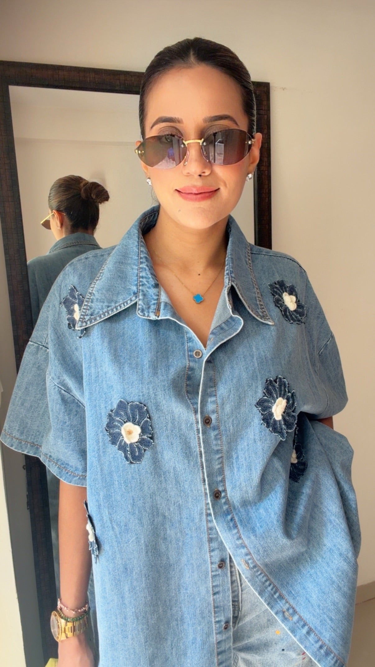 Bloom Embroidered Denim Shirt
