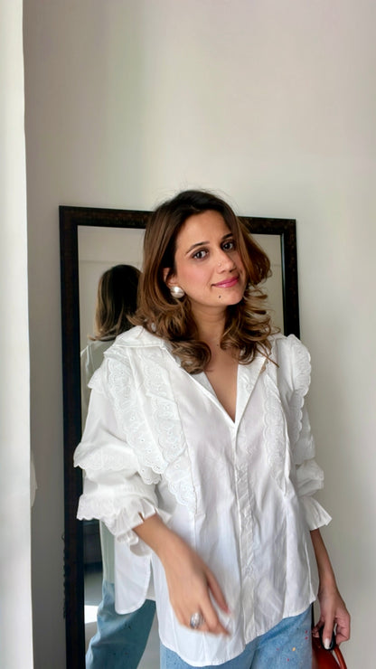 Lace Trim Detailed Shirt