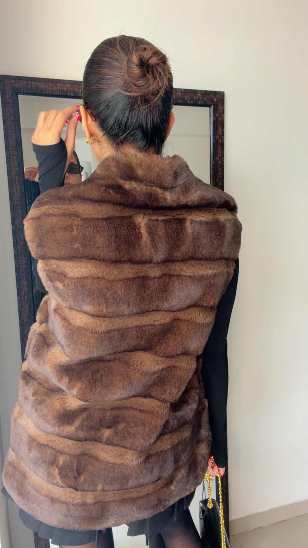 Bubble Effect Faux Fur Fall Vest