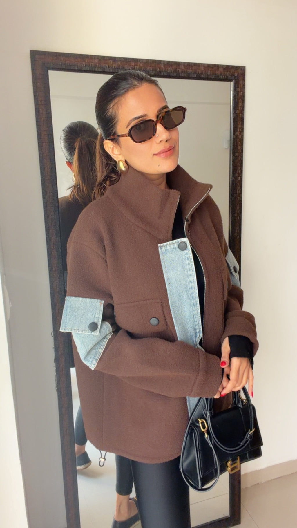 Denim Detailed Woolen Fall Jacket