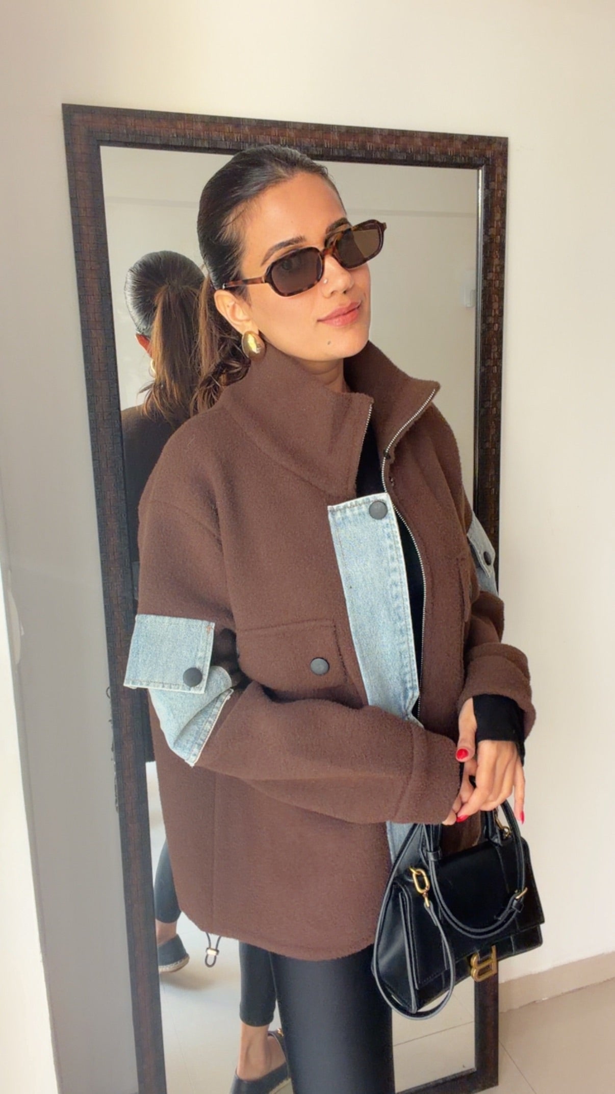 Denim Detailed Woolen Fall Jacket