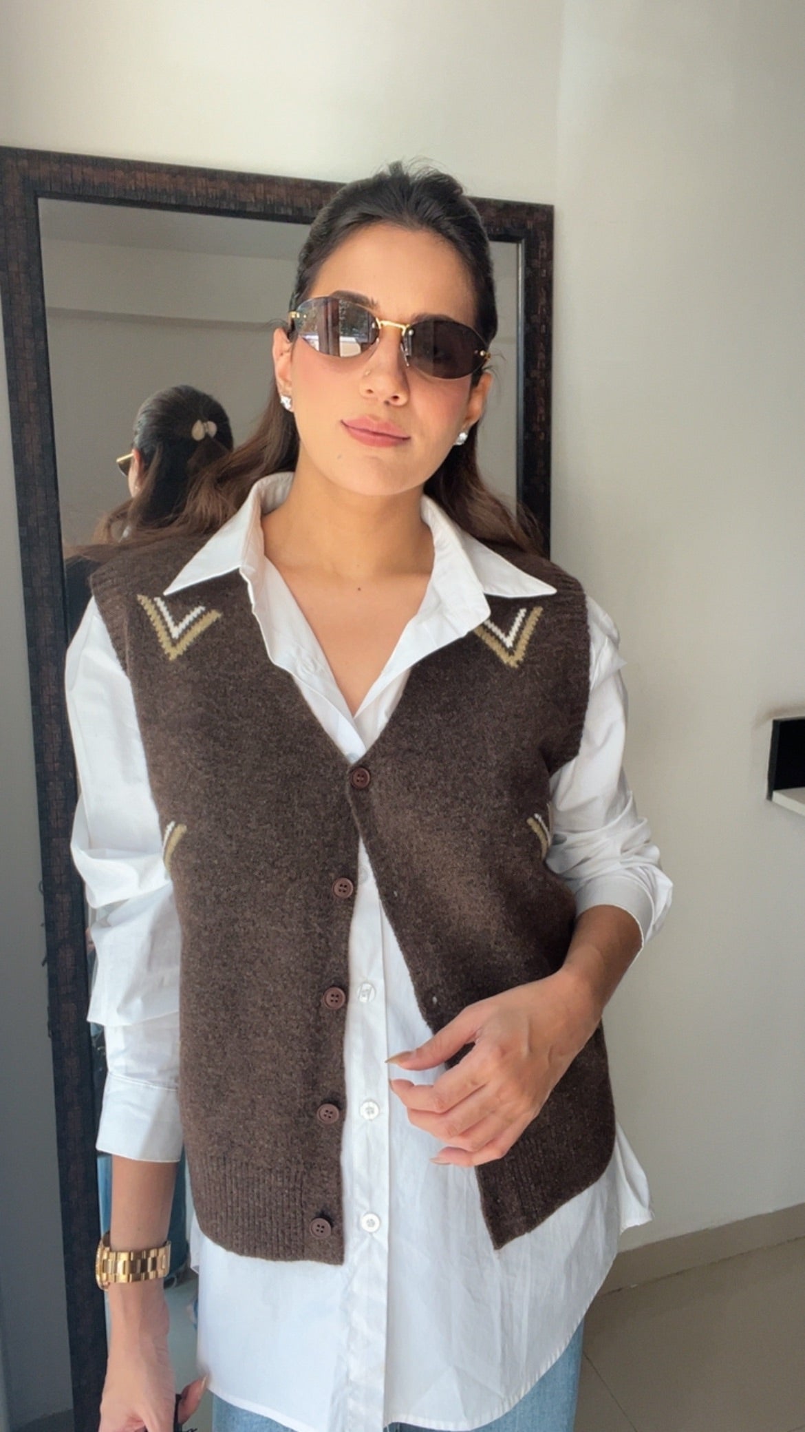 Buttoned Knit Fall Vest