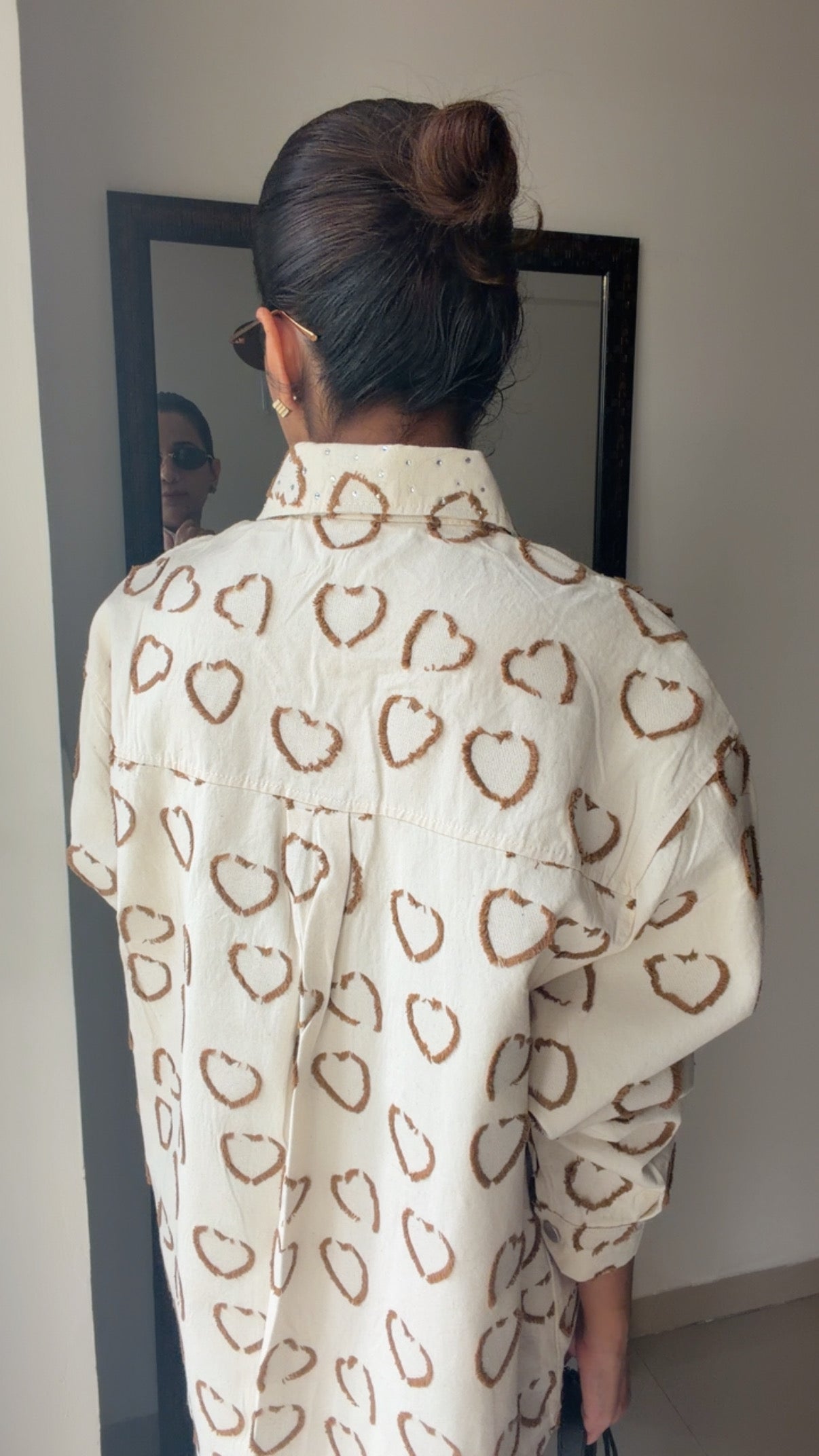 Swarovski Studded Heart Denim Shirt