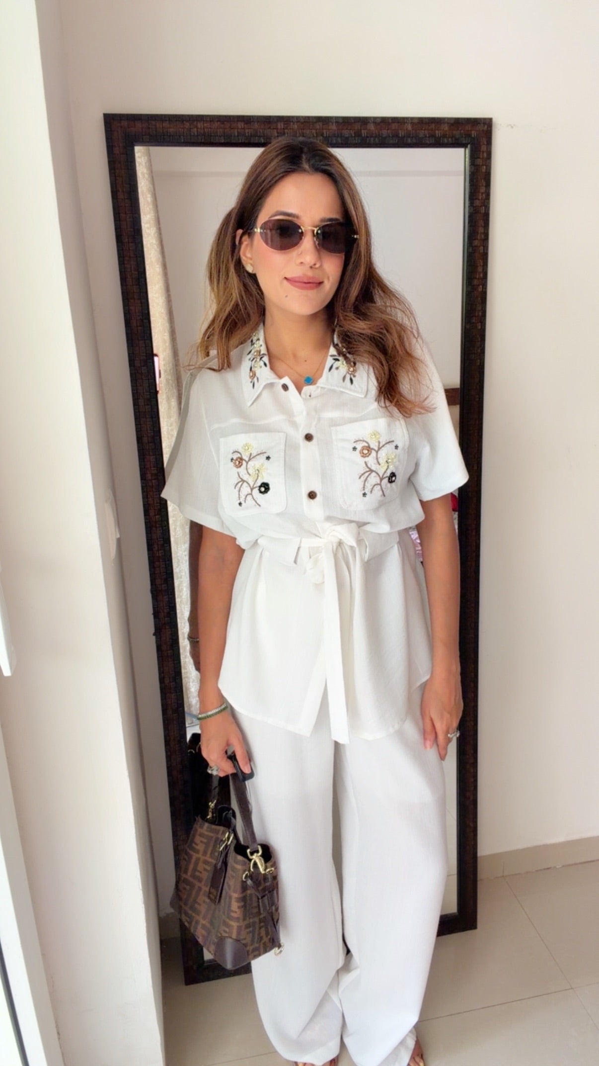 Embroidered Linen Co-ord Set