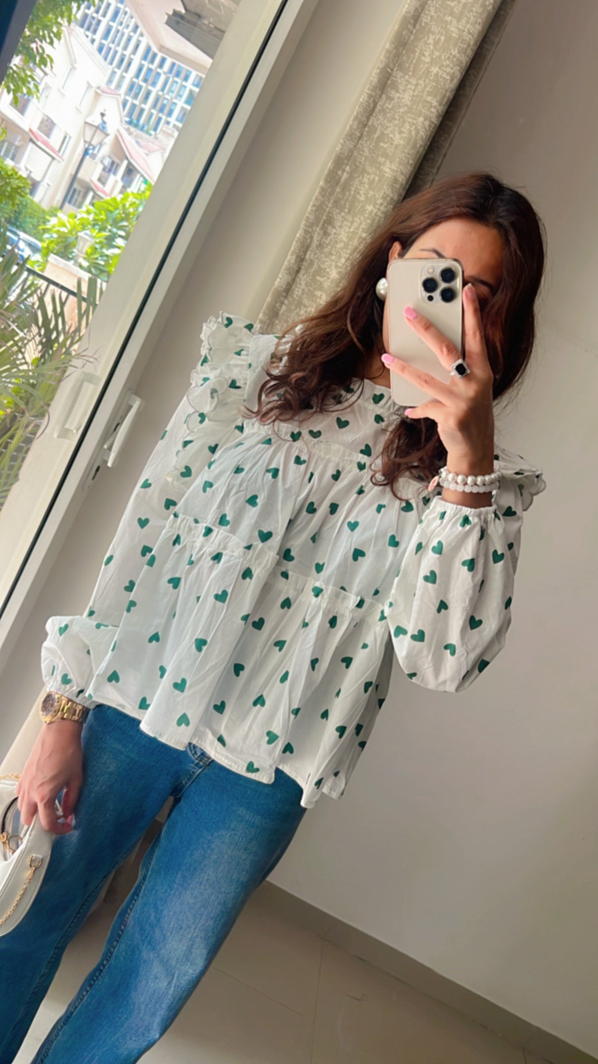 Heart trimmed Poplin Top