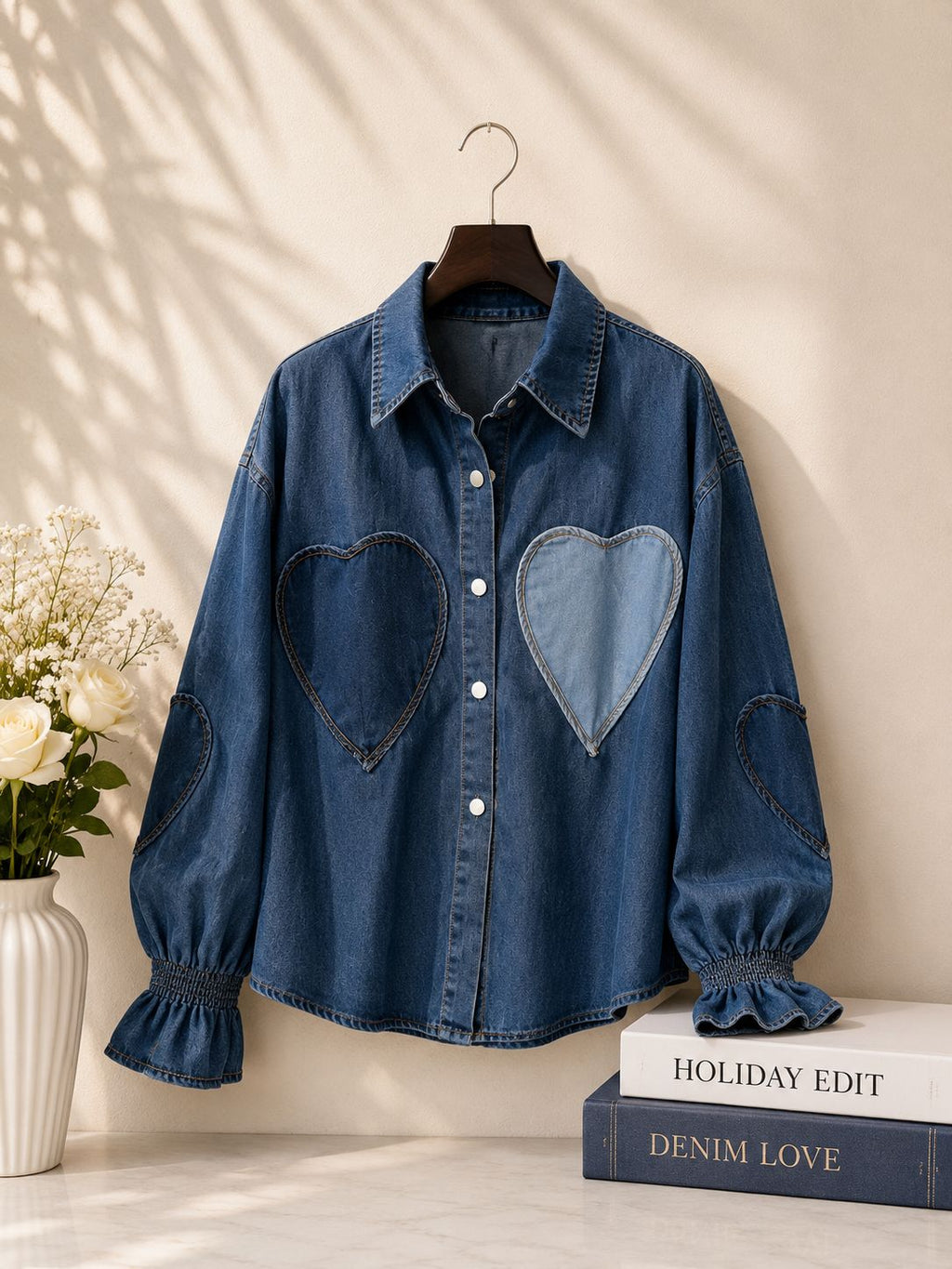 Heart Patch Denim Shirt