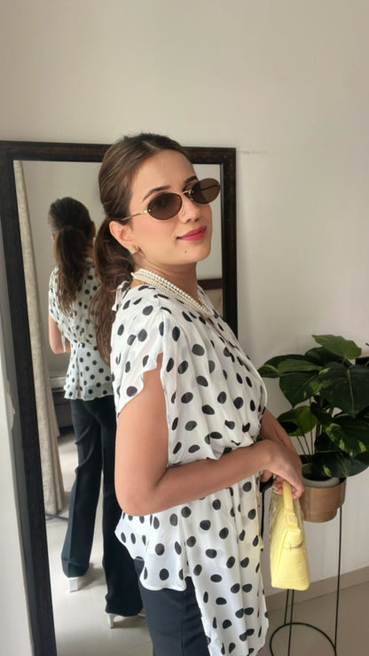 Polka Dot Drape Top