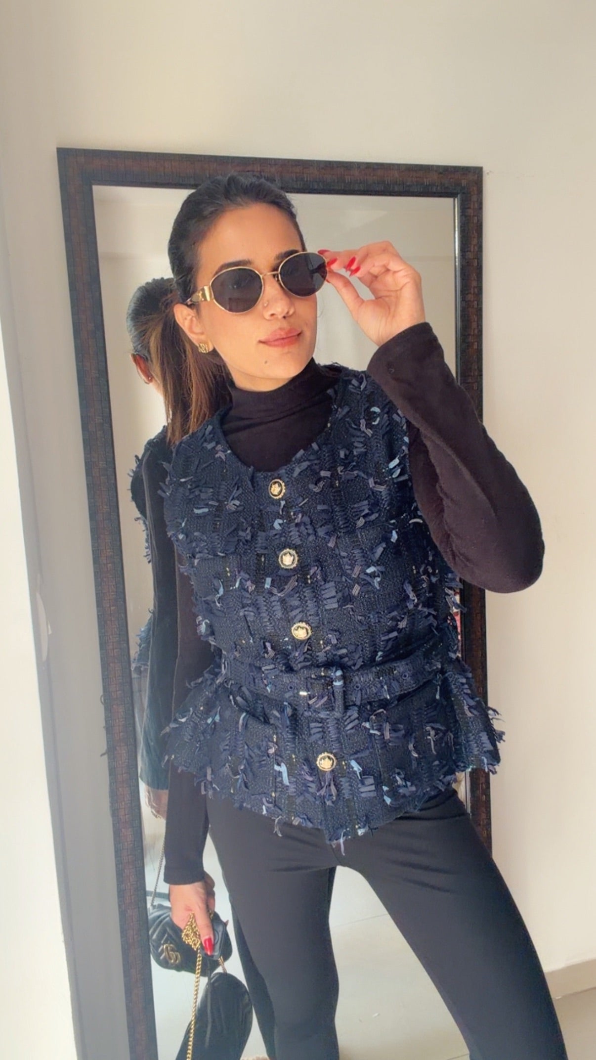 Tweed Fall Vest with belt