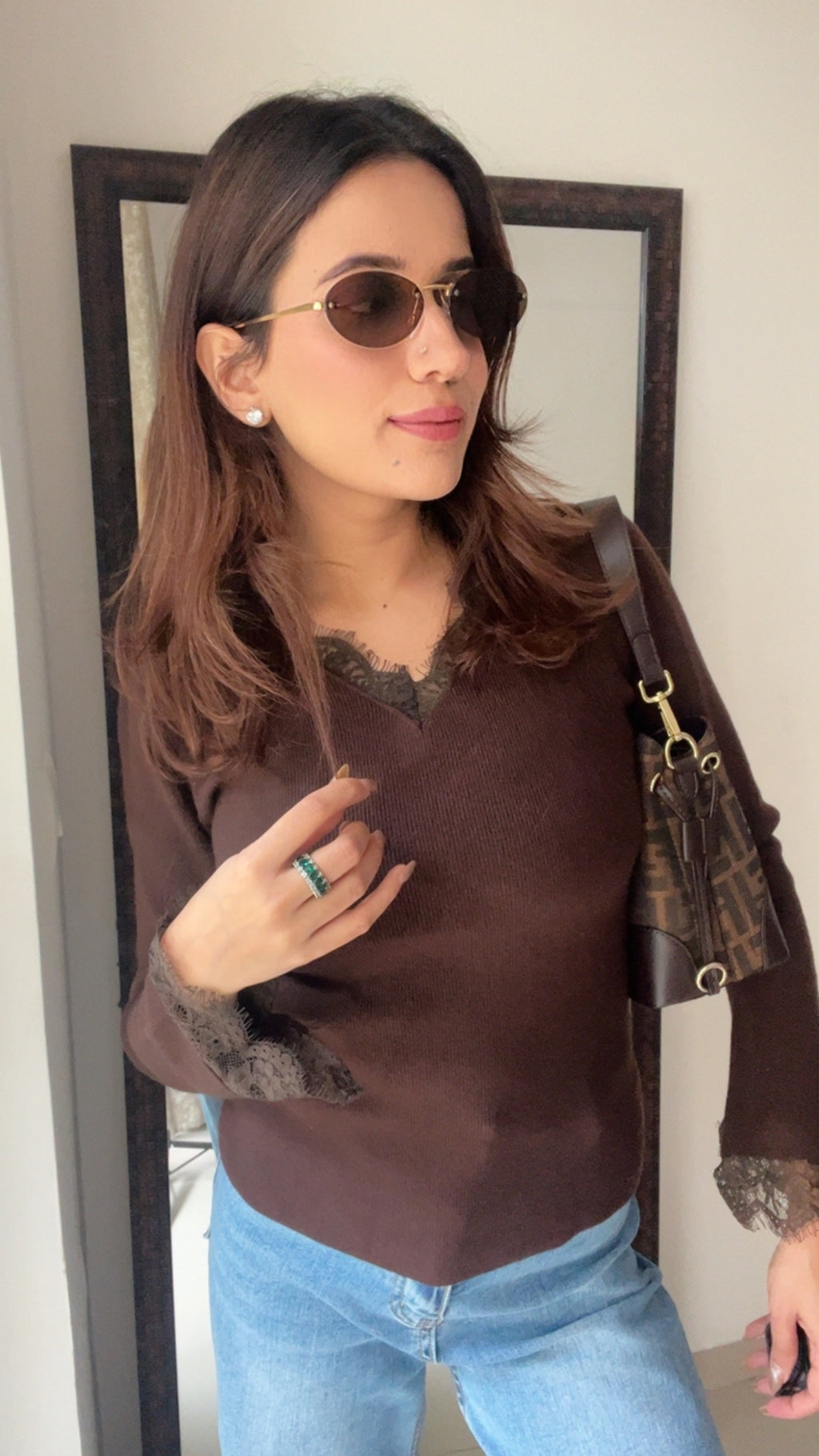 Ribbed Lace Detailed Fall Layered Top