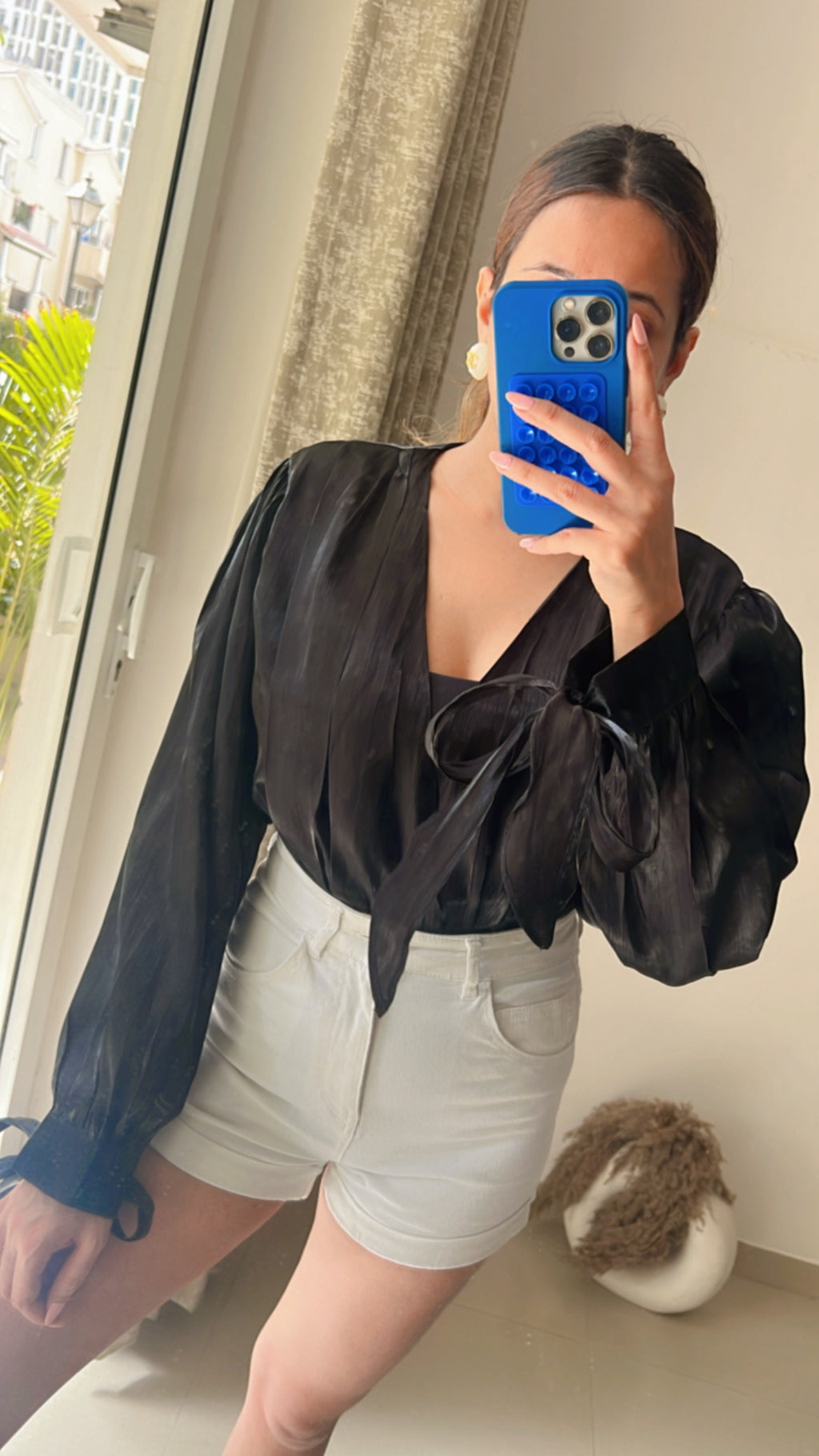 Glossy Knotted Bodysuit Top