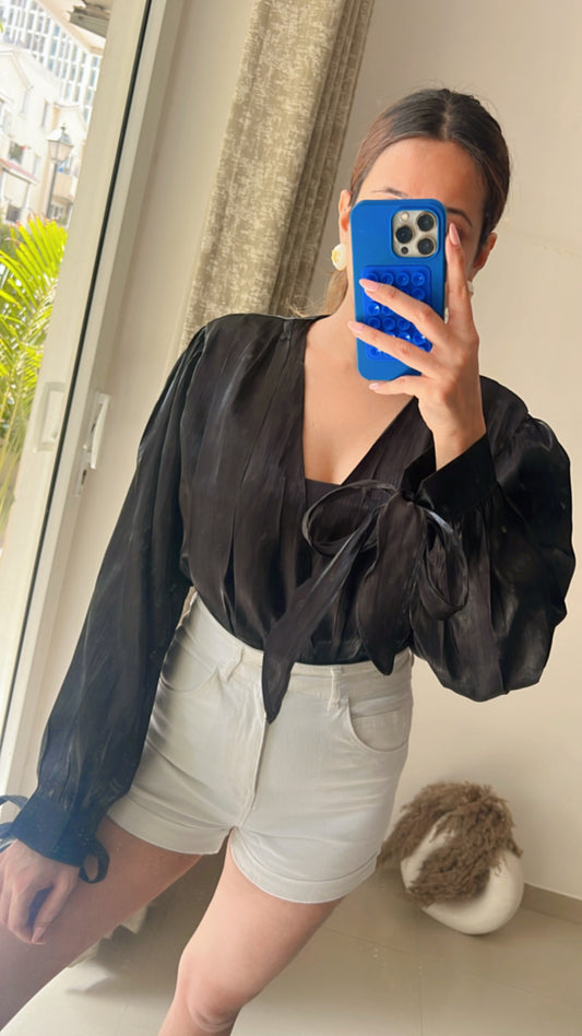 Glossy Knotted Bodysuit