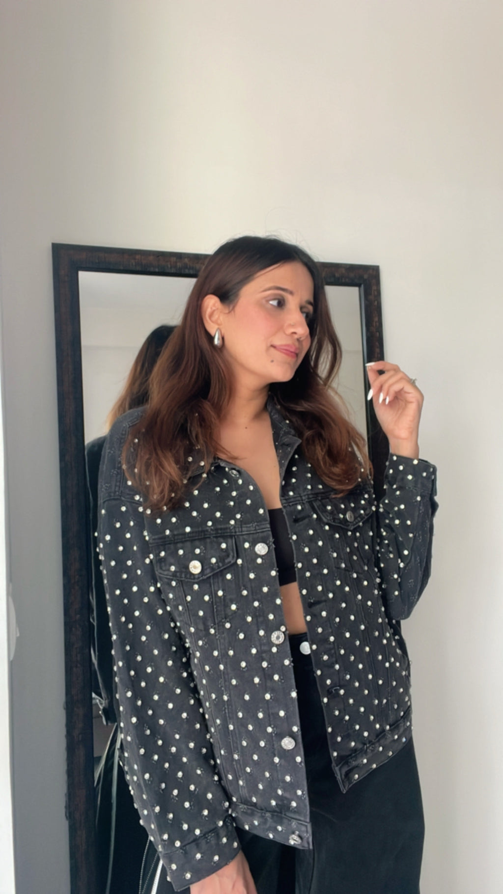 Studded Premium Denim Fall Jacket