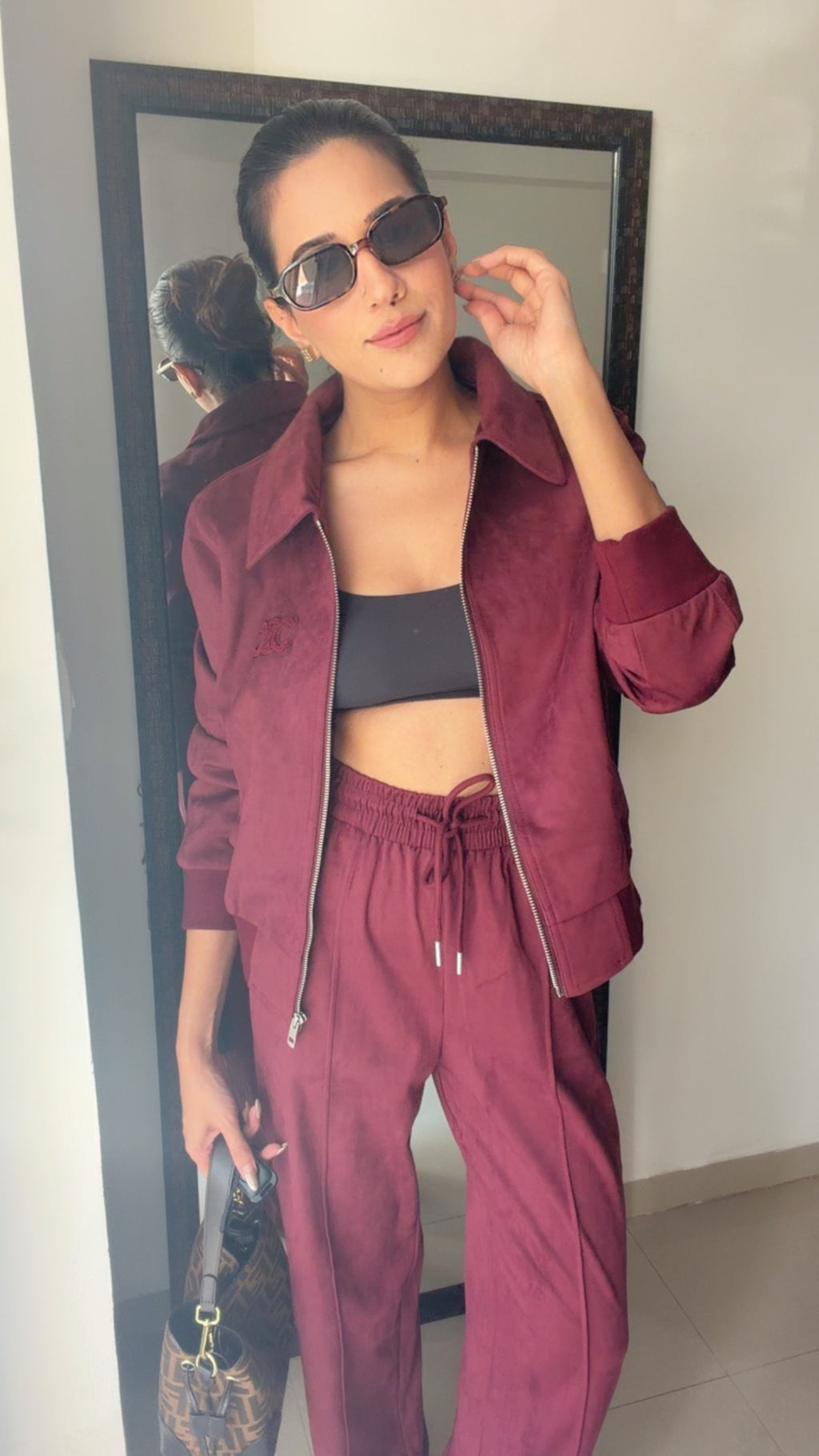 Wine Suede Signature Fall Lounge Set