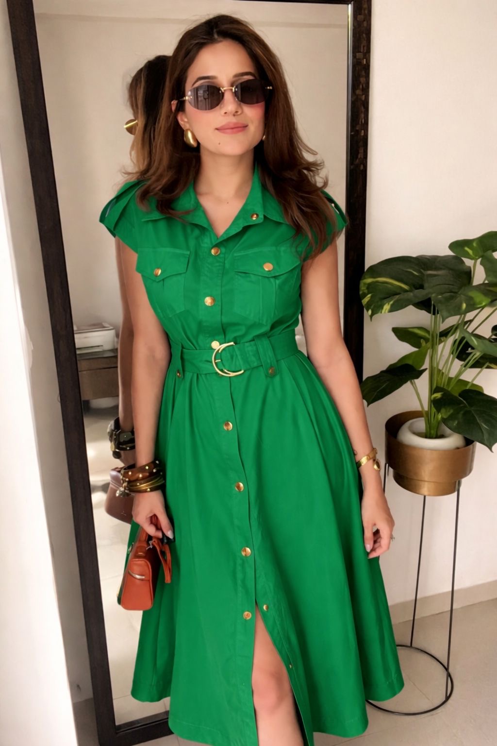 Buttoned Poplin Dress