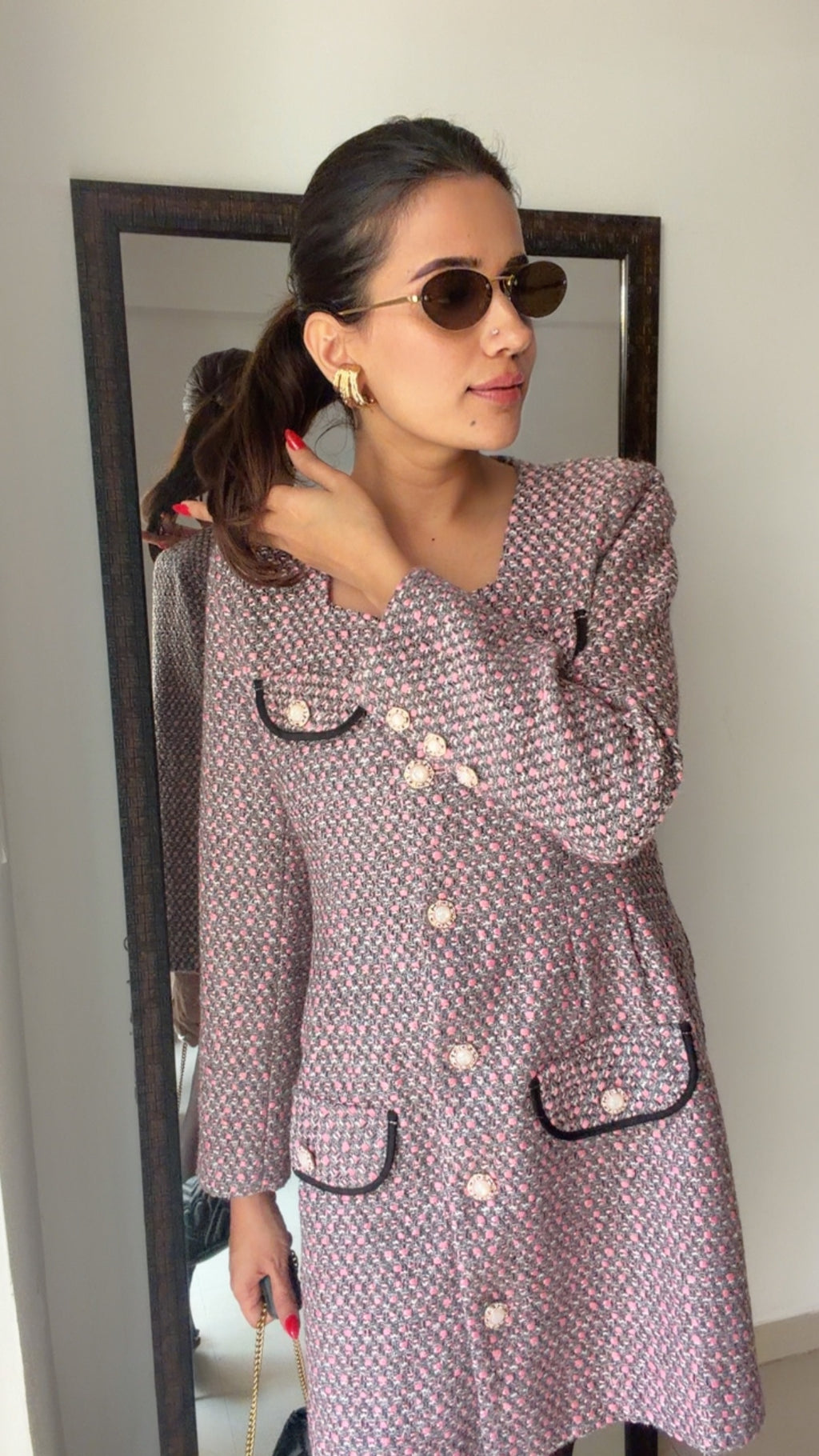 Buttoned Tweed Fall Dress