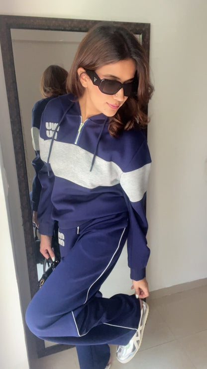 Color Contrast Hoodie Lounge Set