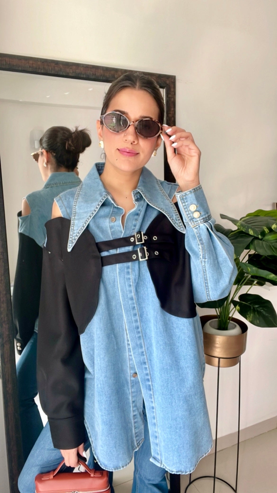 Buckled Denim Shirt
