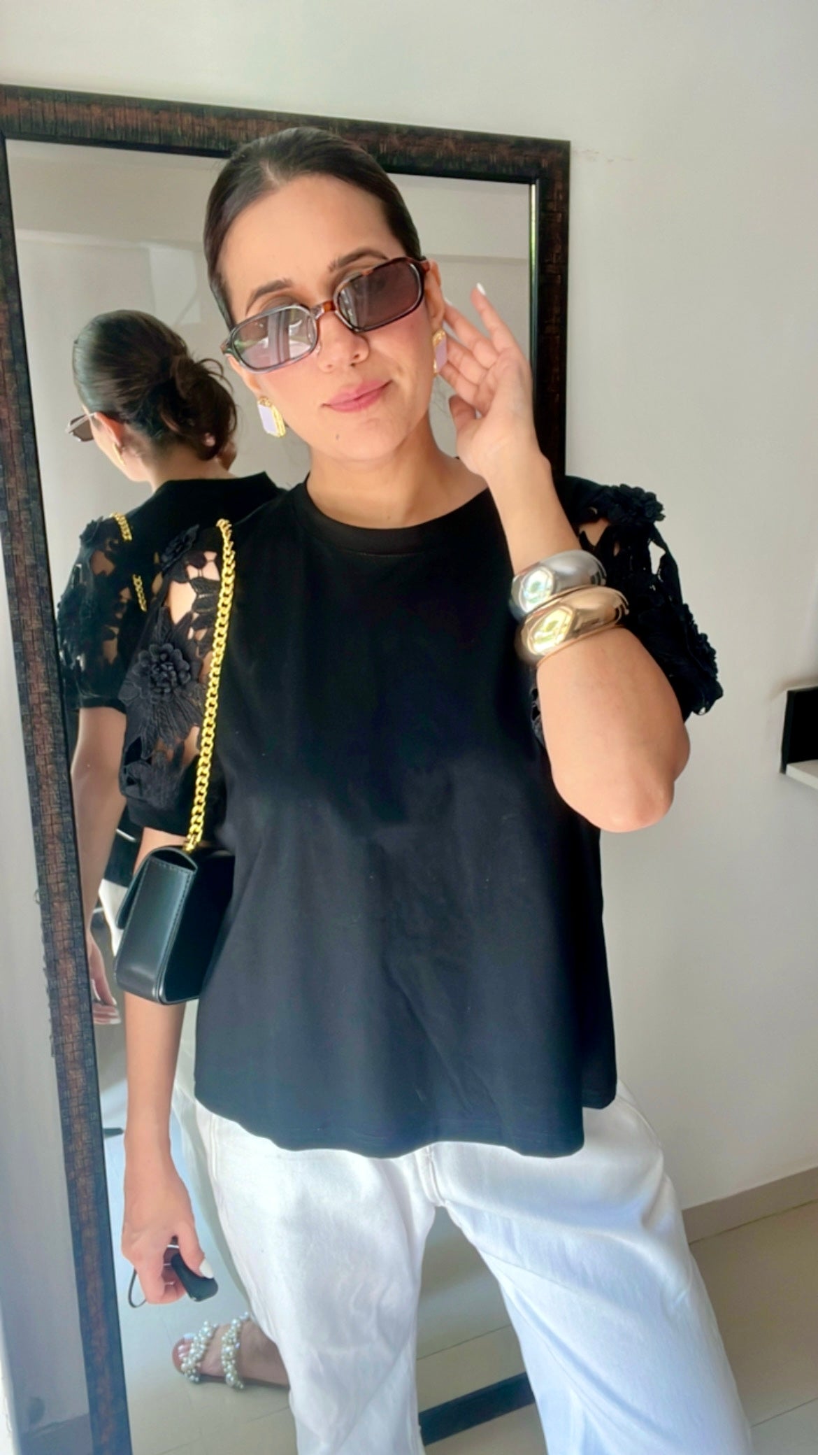 Floral Cutwork Poplin Tee