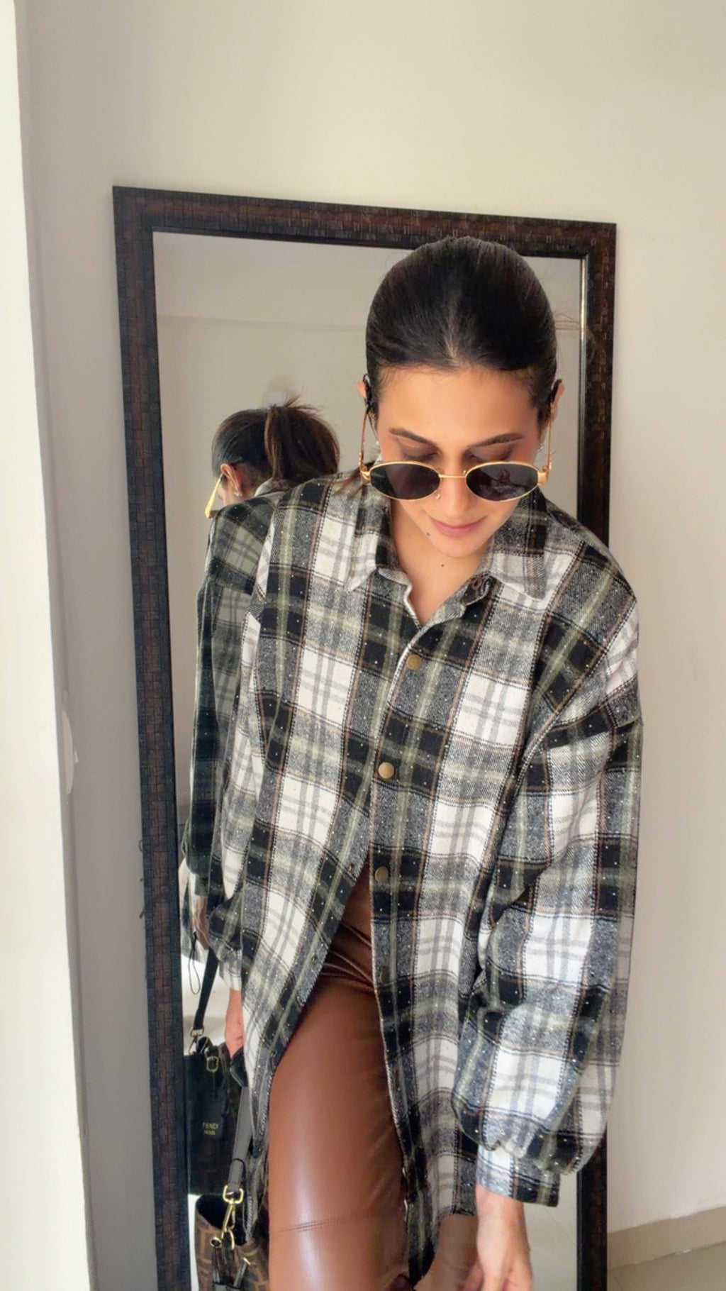 Plaid Swarovski Fall Shirt