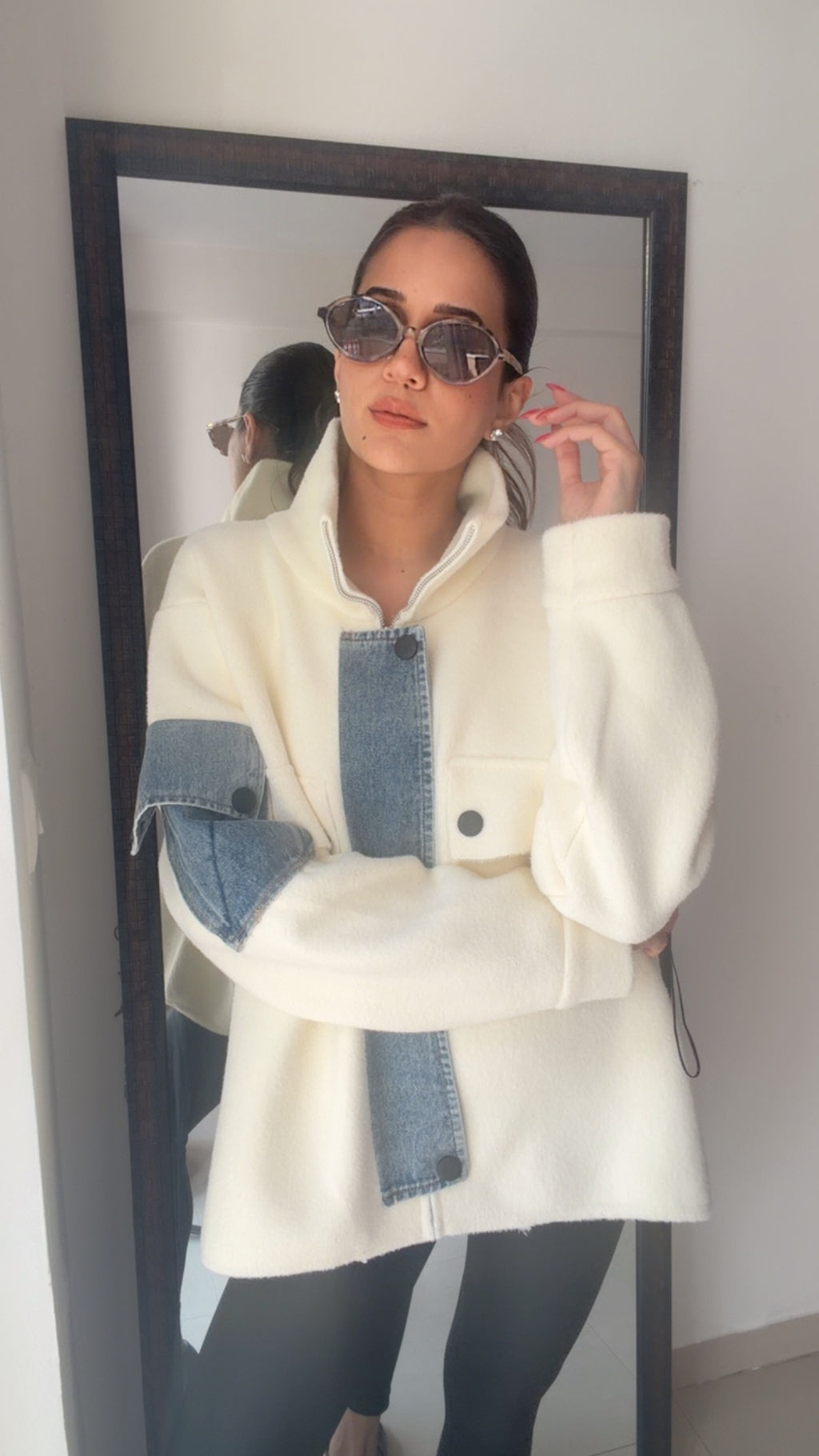 Denim Detailed Woolen Fall Jacket