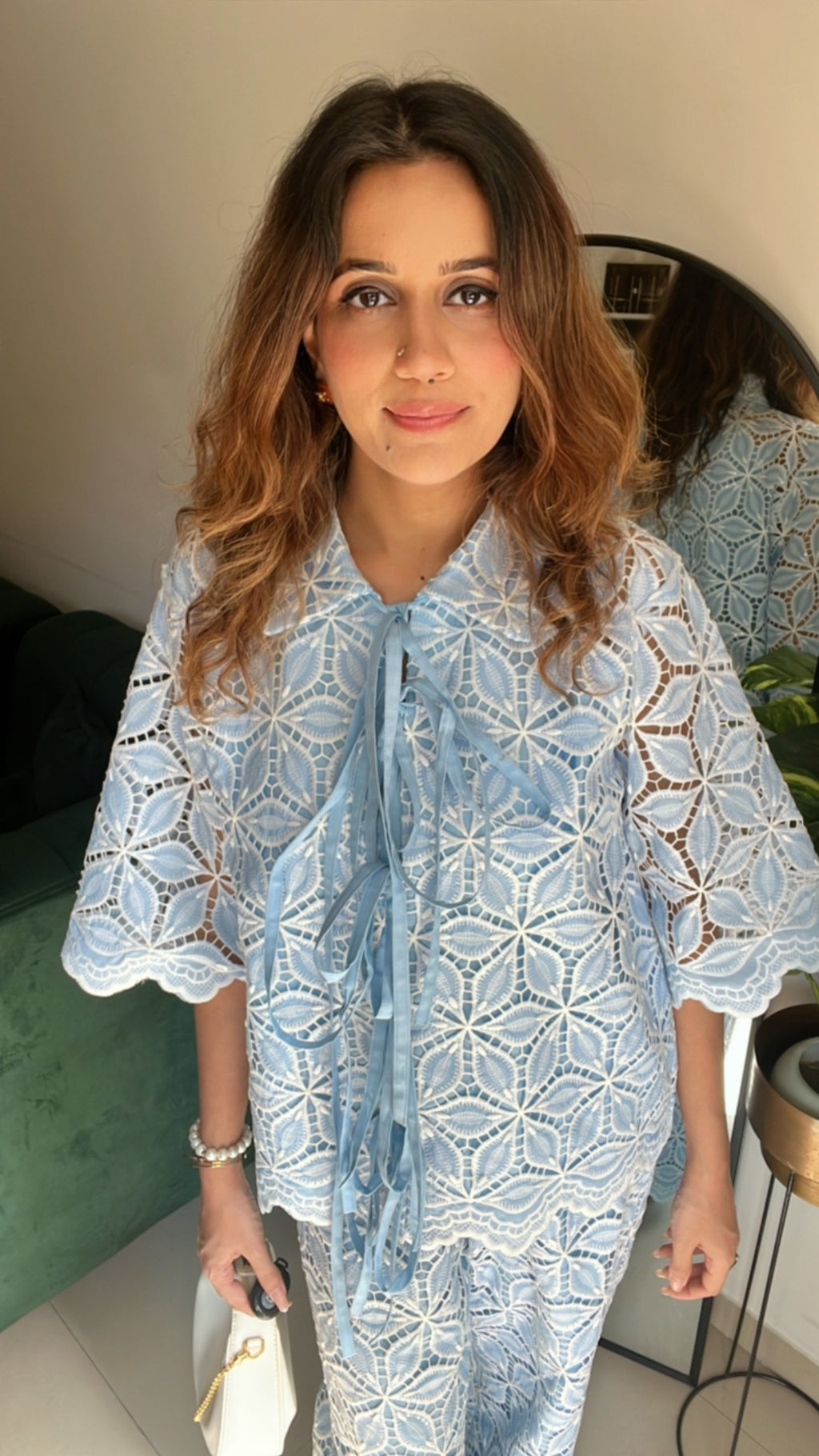 White Studded Tie knot Co-ord Set