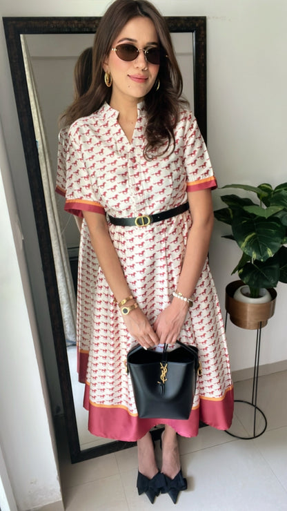 Horse Printed Vintage Dress