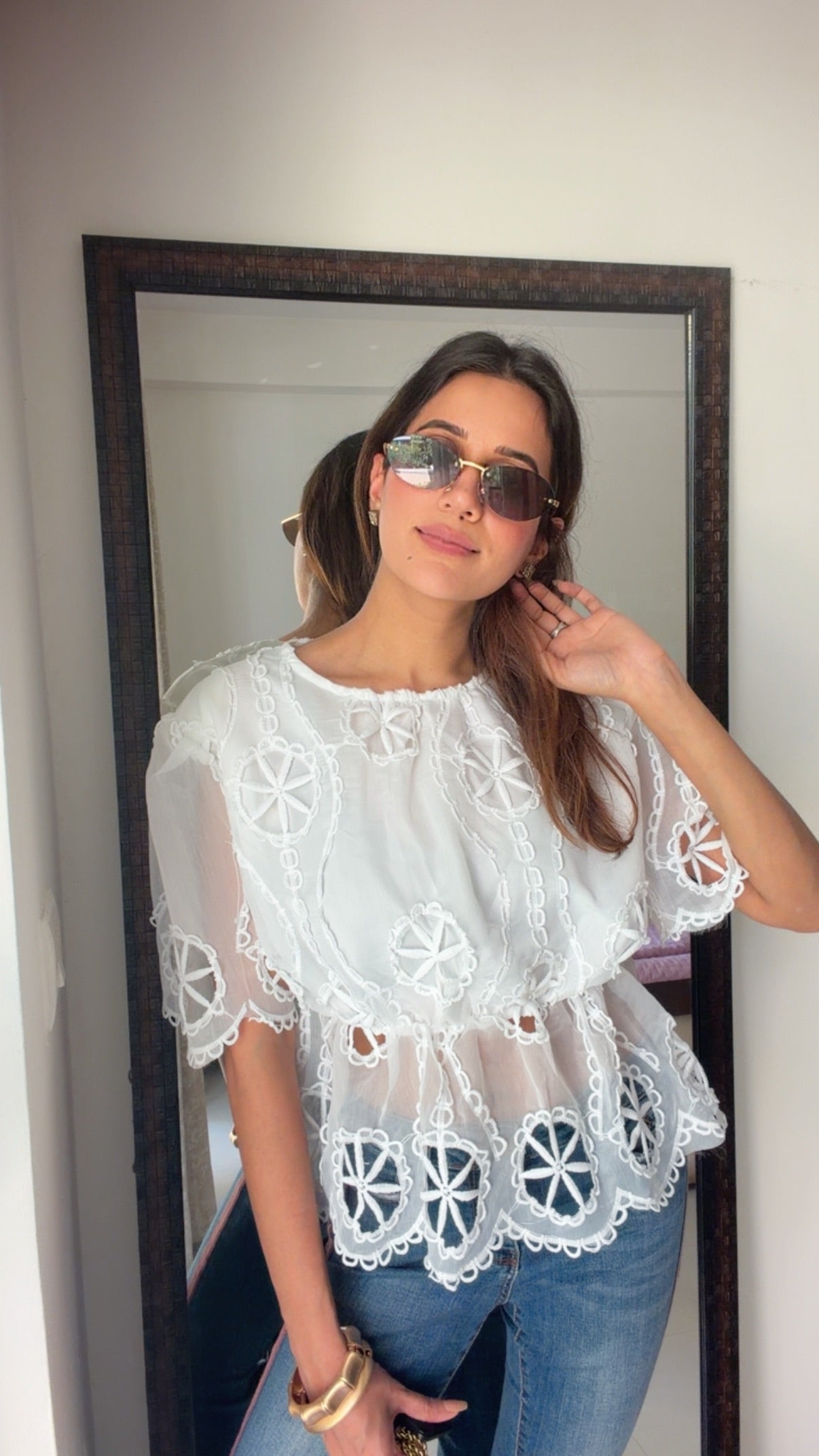 Cutwork Peplum Classic Top