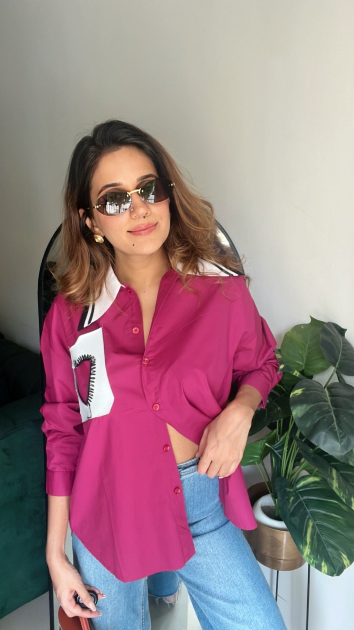 Heart Knit poplin Shirt