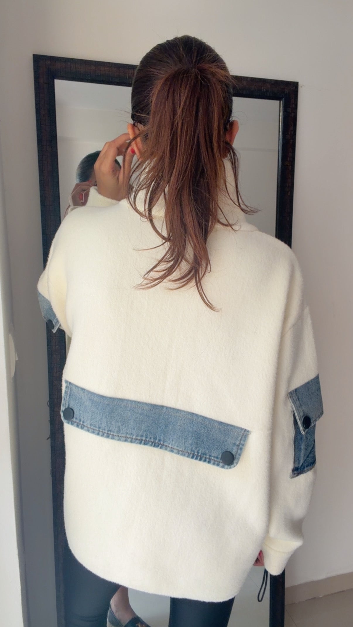 Denim Detailed Woolen Fall Jacket