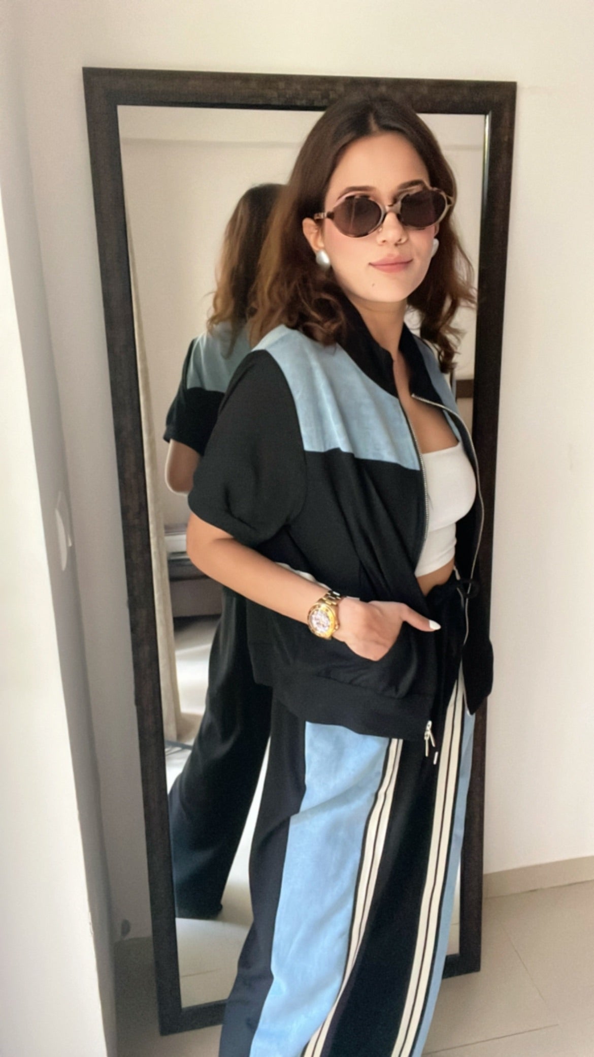 Denim contrast Chic Lounge Set