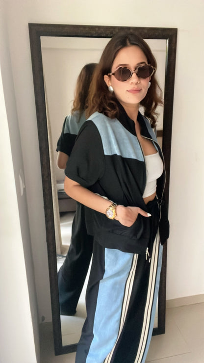 Denim contrast Chic Lounge Set