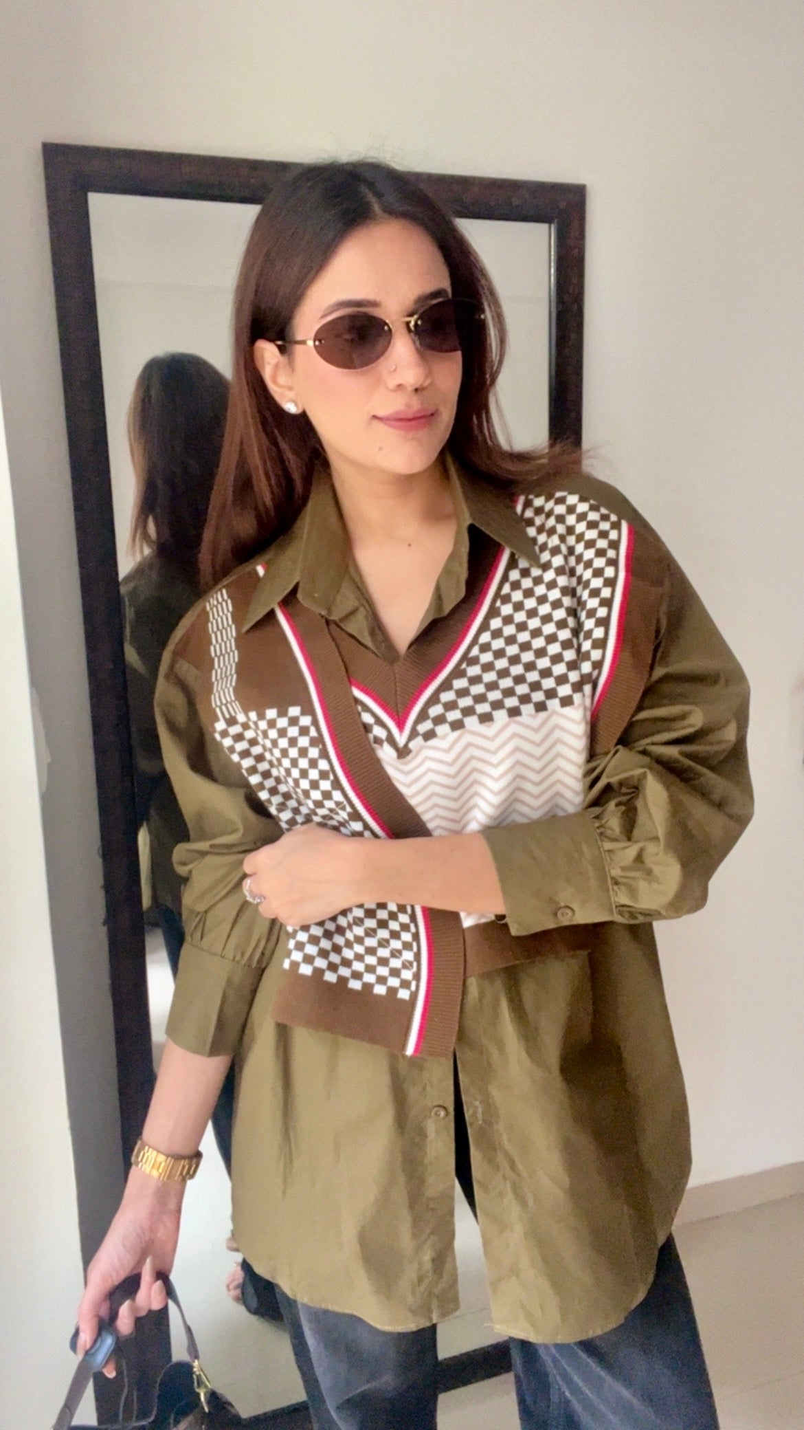 Knit Vest Poplin Fall Shirt